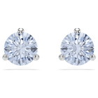 swarovski solitaire stud earrings round cut blue rhodium plated