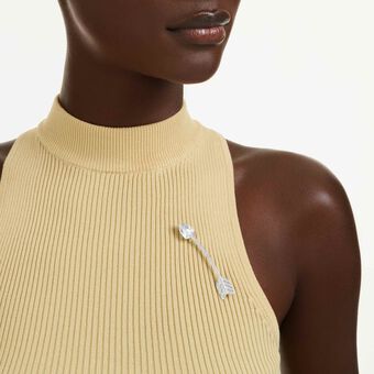 swarovski بروش idyllia، قطع متنوع، شكل سهم، لون أبيض، طلاء روديوم