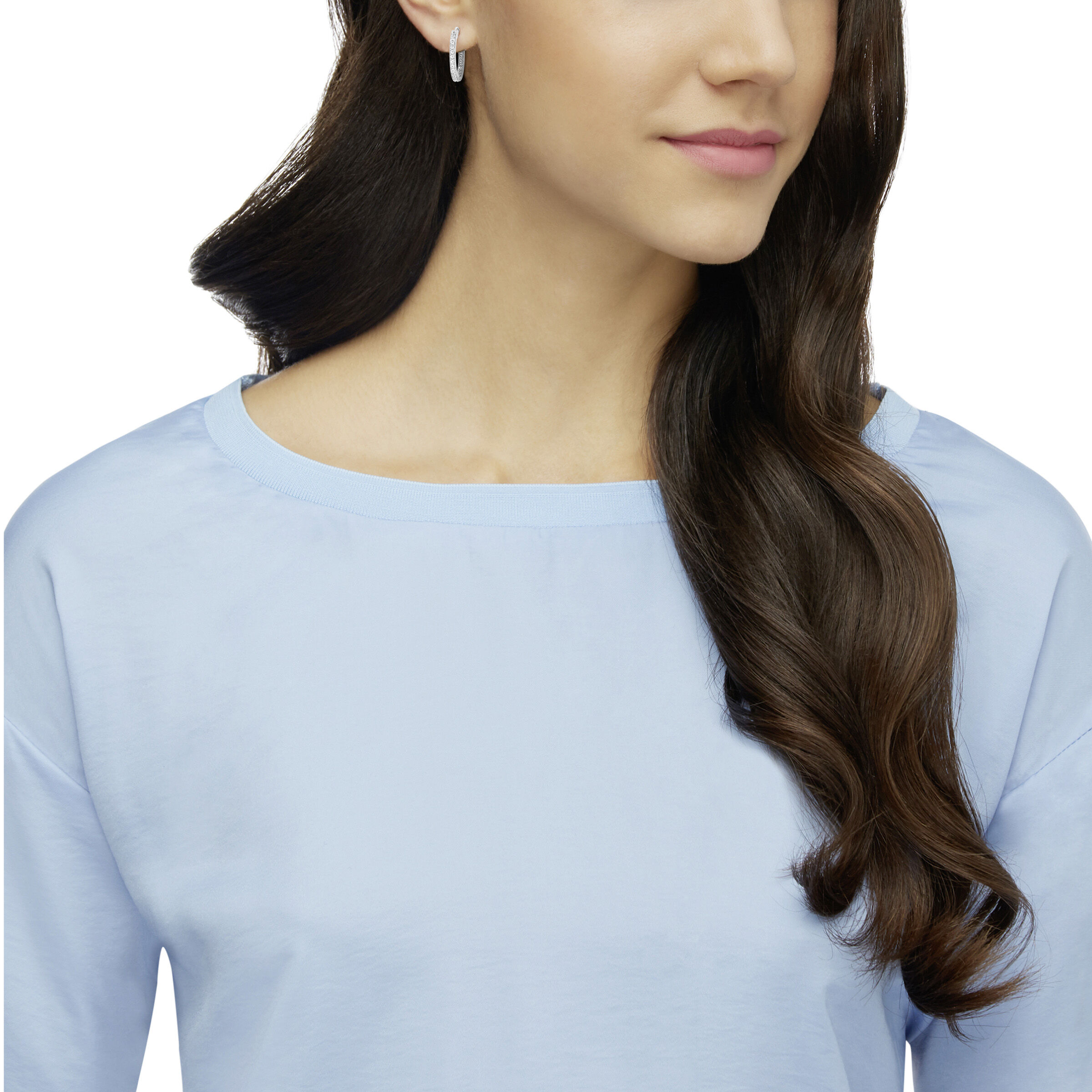 swarovski أقراط حلقية sommerset، لون أبيض، طلاء روديوم