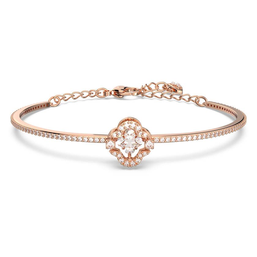 swarovski سوار sparkling dance من سواروفسكي، لون أبيض، طلاء ذهبي وردي