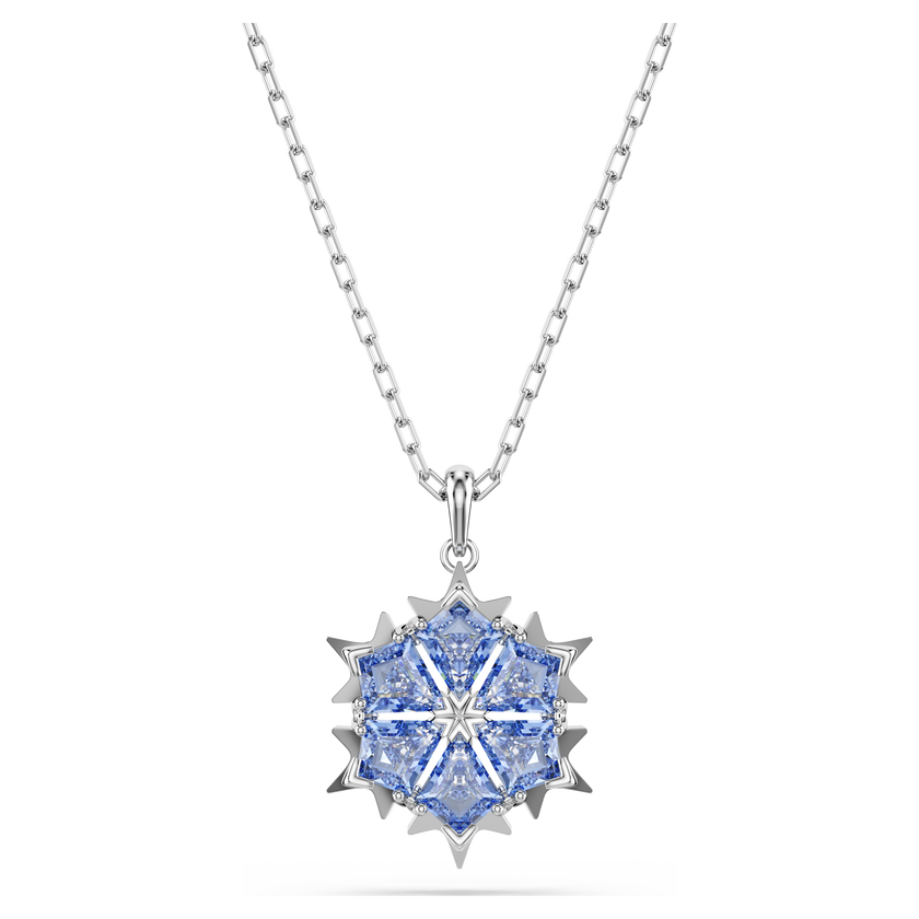 swarovski طقم magic، شكل ندفة ثلج، لون أزرق، طلاء روديوم