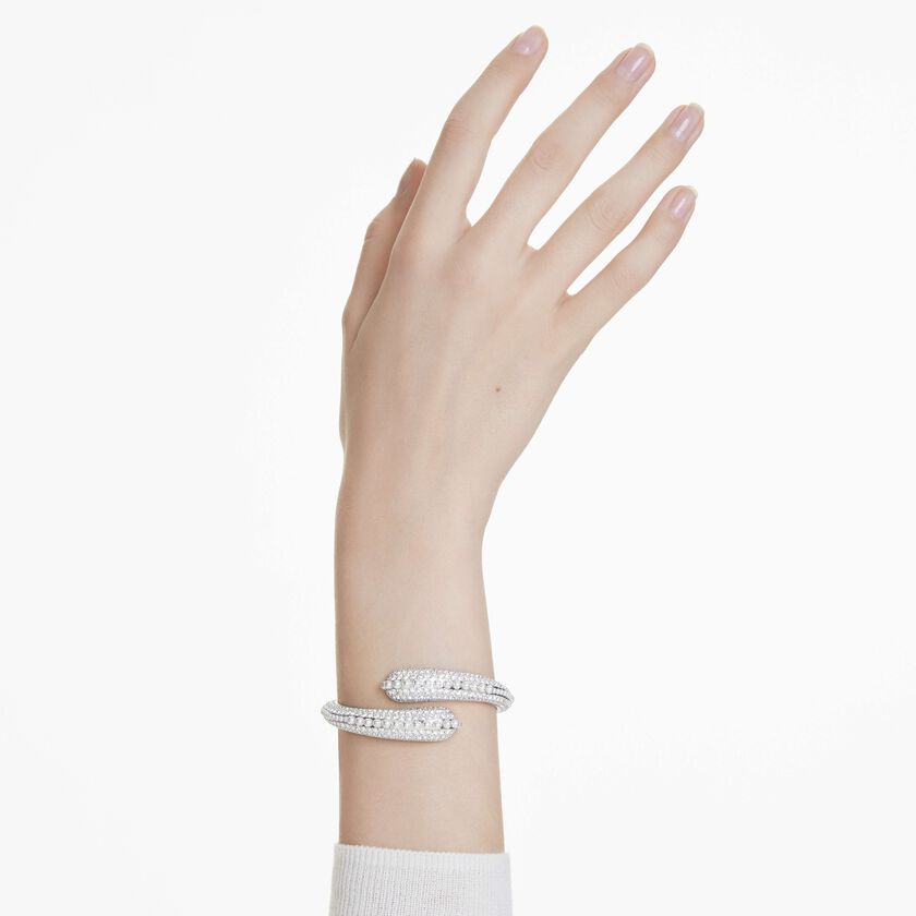 swarovski سوار sublima، لآلئ كريستال، قطع مستدير، لون أبيض، طلاء روديوم