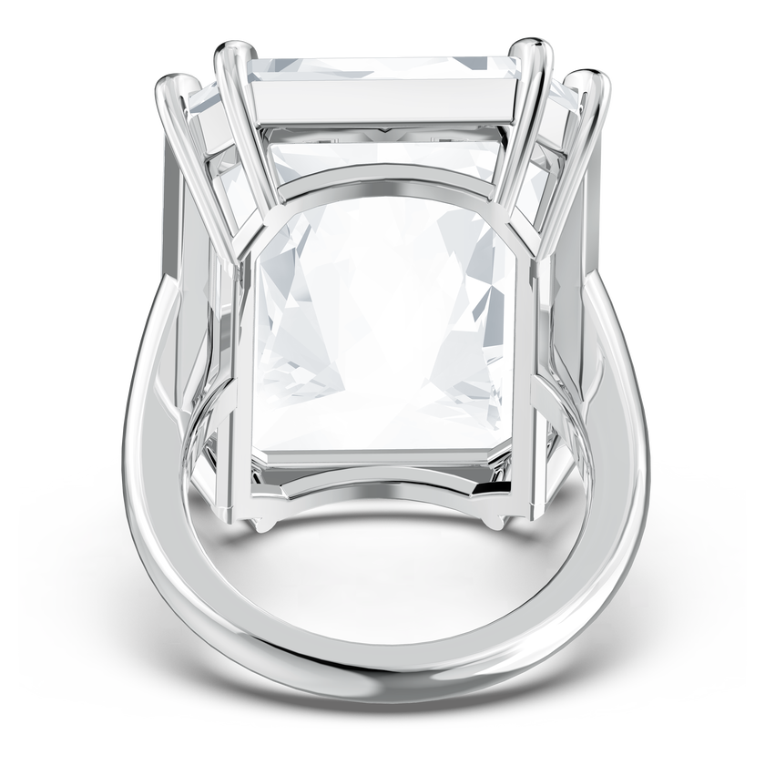 swarovski خاتم mesmera كوكتيل، مزدان بكريستال كبير الحجم، لون أبيض، طلاء روديوم