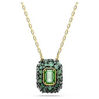 swarovski قلادة sublima، قطع مُثَمَّن، لون أخضر، لمسة نهائية من الذهب عيار 18 قيراط