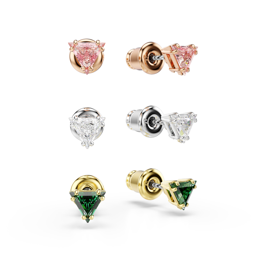 swarovski أقراط دبوسية stilla، قطع مثلث، ألوان متعددة، لمسة نهائية من معادن مختلطة