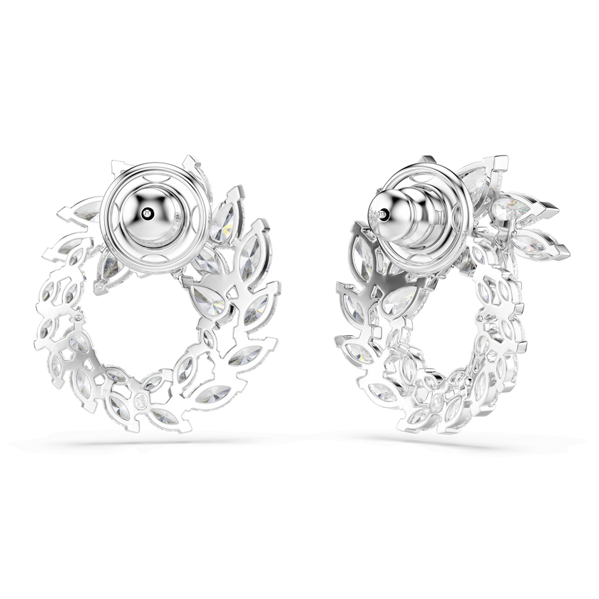 swarovski أقراط حلقية mesmera، قطع ماركيز، لون أبيض، طلاء روديوم