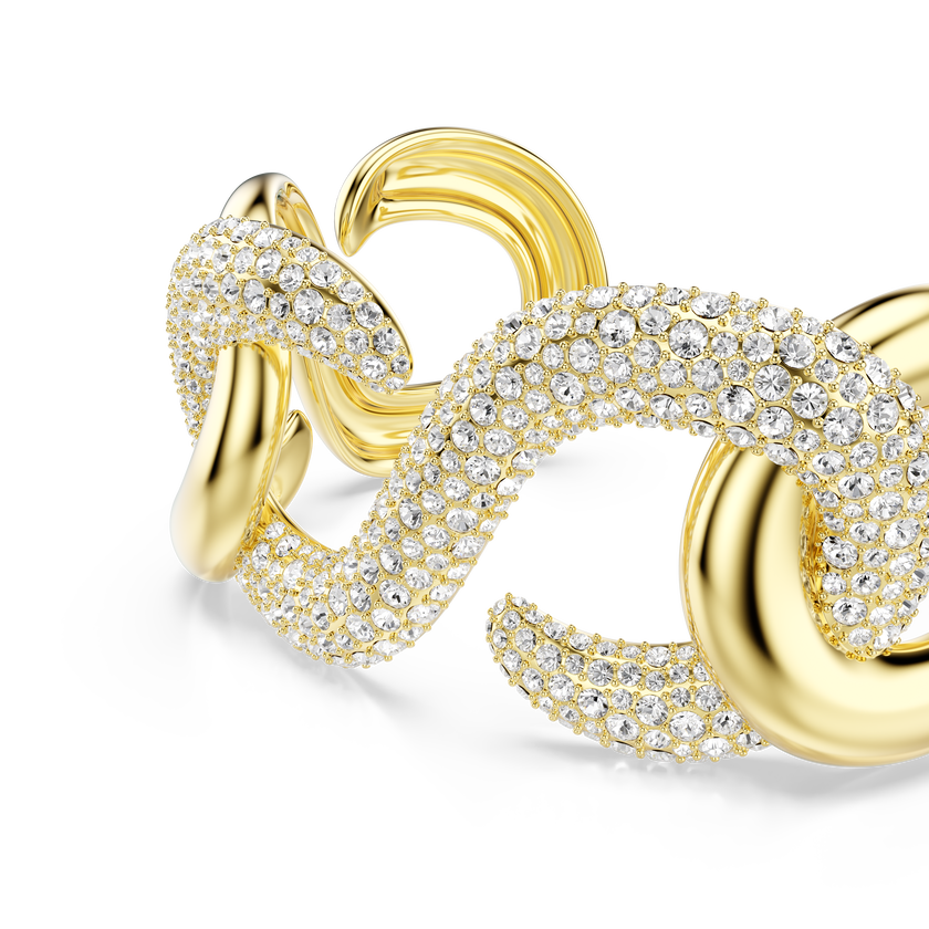 swarovski سوار عريضة dextera، قطع مستدير، لون أبيض، طلاء باللون الذهبي