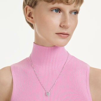 swarovski قلادة symbolica، لآلئ كريستال، قطع مستدير، أحجار كريستال صغيرة متراصة، شكل حدوة حصان، لون أبيض، طلاء روديوم