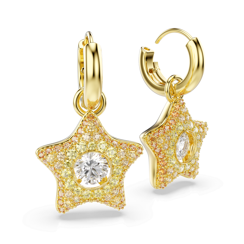 swarovski أقراط متدلية sublima، قطع مستدير، نجمة، ألوان متعددة، لمسة نهائية من الذهب عيار 18 قيراط