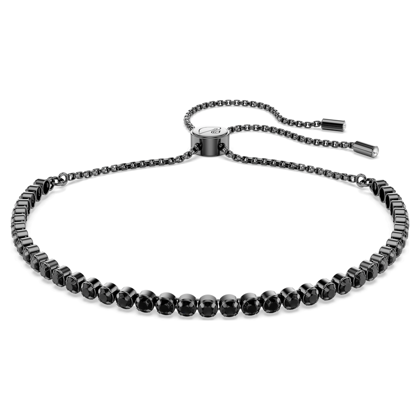 swarovski سوار matrix tennis، قطع مستدير متنوع، لون أسود، طلاء روثينيوم