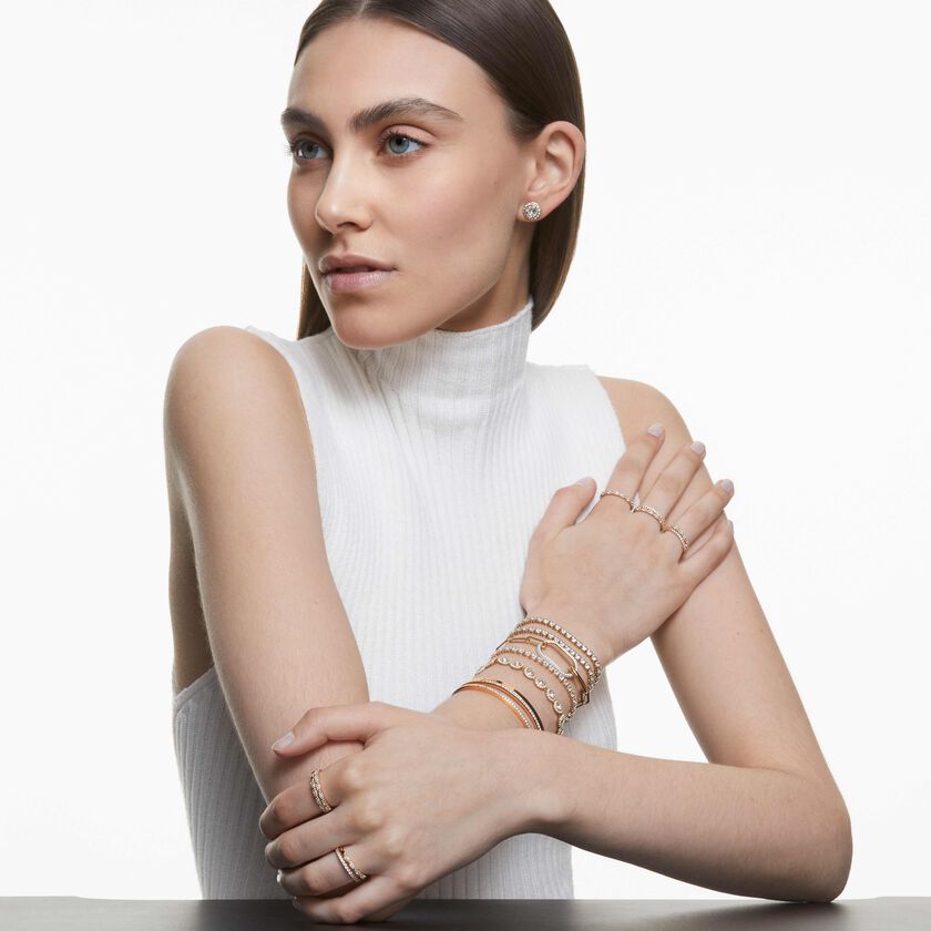 swarovski سوار fresh، قطع مُستدير، لون أبيض، لمسة نهائية من الذهب الوردي عيار 18 قيراط
