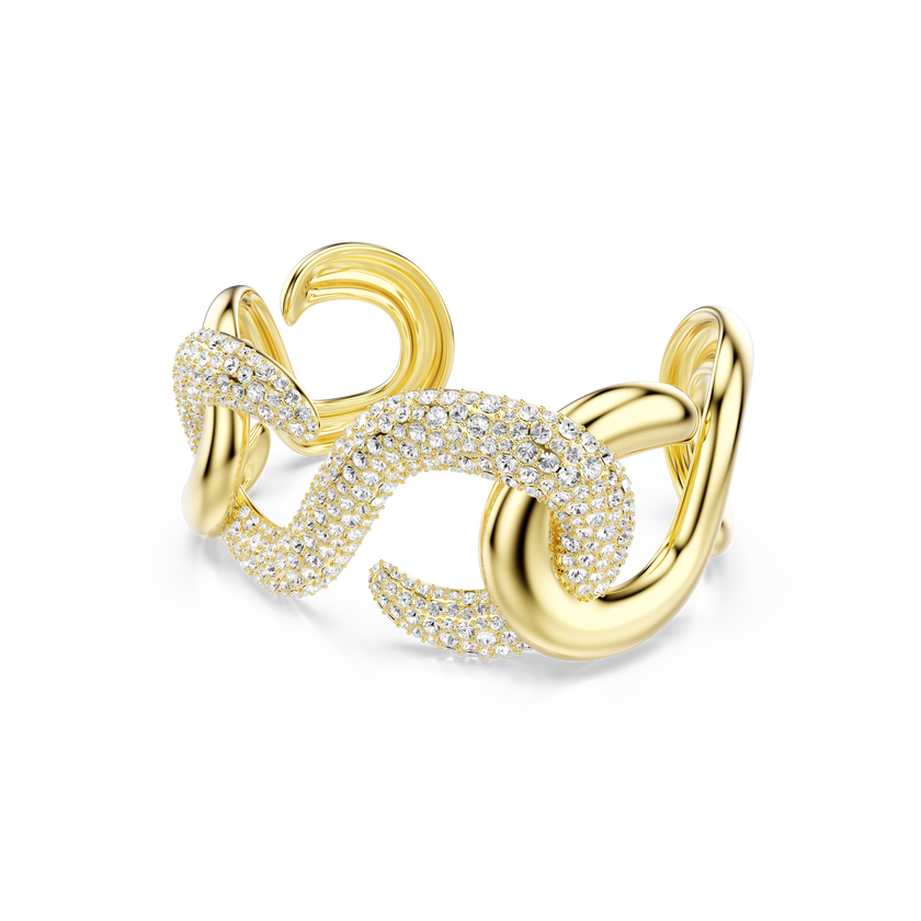 swarovski سوار عريضة dextera، قطع مستدير، لون أبيض، طلاء باللون الذهبي