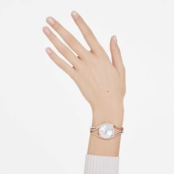 swarovski ساعة hyperbola bangle، صناعة سويسرية، سوار معدن، طلاء ذهبي وردي، لمسة نهائية بلون ذهبي وردي