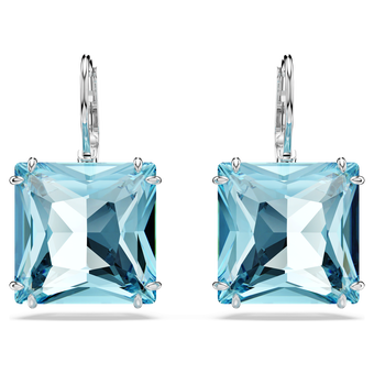 swarovski أقراط متدلية millenia، قطع مربع، لون أزرق، طلاء روديوم