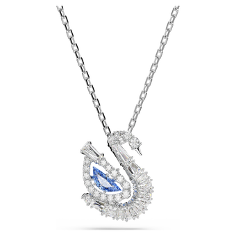 swarovski قلادة swan، قطع متنوع، شكل بجعة، لون أزرق