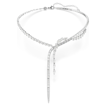 swarovski عقد mesmera على شكل y، قطع متنوع، لون أبيض، طلاء روديوم