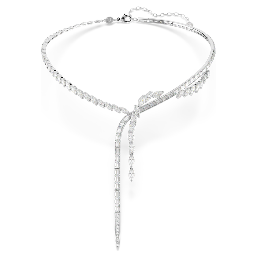 swarovski عقد mesmera على شكل y، قطع متنوع، لون أبيض، طلاء روديوم