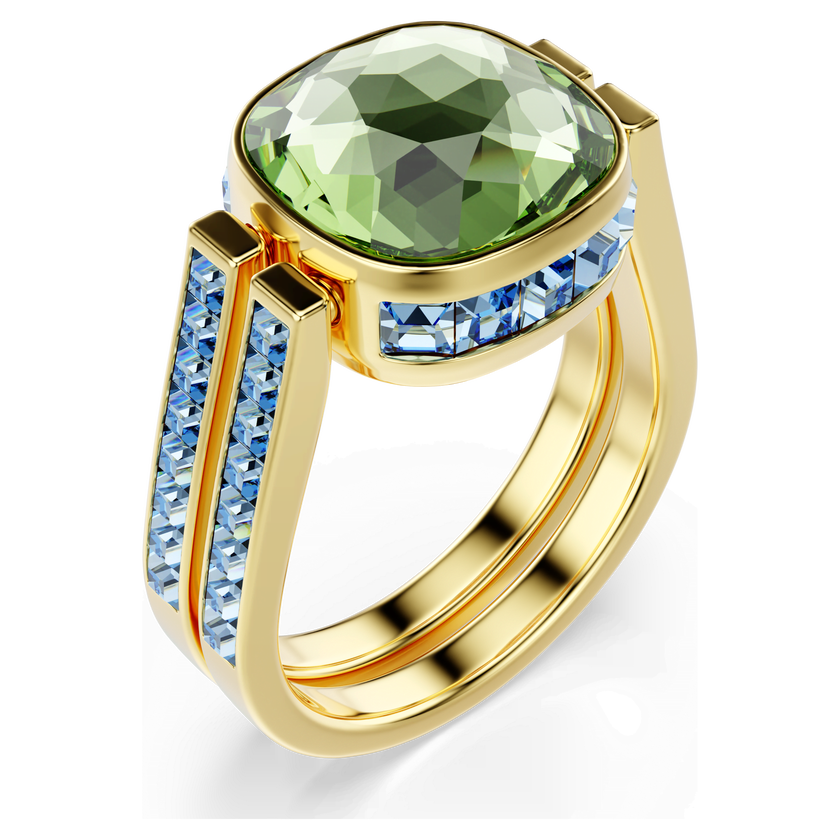 swarovski خاتم chroma، قطع على شكل وسادة، ألوان متعددة، طلاء باللون الذهبي