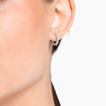 swarovski أقراط حلقية matrix vittore، قطع مُستدير، لون أبيض، طلاء روديوم