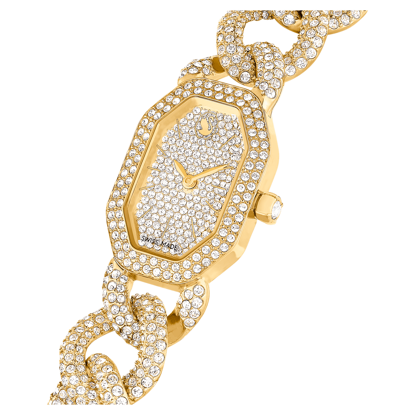 swarovski ساعة يد dextera chain، صناعة سويسرية، سوار كريستال، لون ذهبي، لمسة نهائية باللون الذهبي
