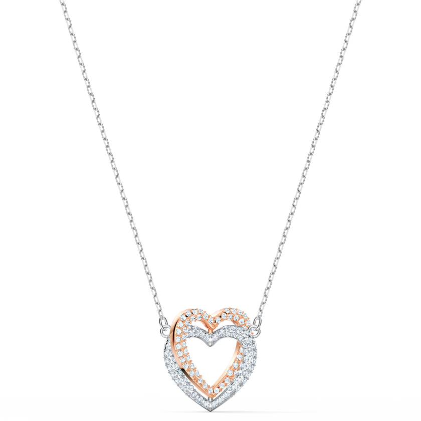 عقد swarovski inifinity على شكل قلب، لون أبيض، لمسة نهائية من معادن مختلطة