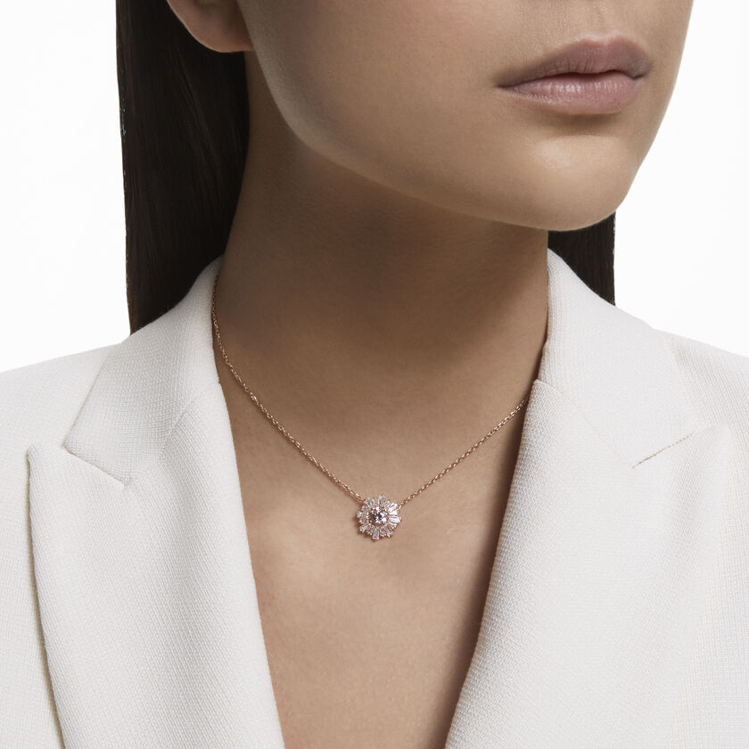 swarovski قلادة sunshine، لون وردي، طلاء ذهبي وردي