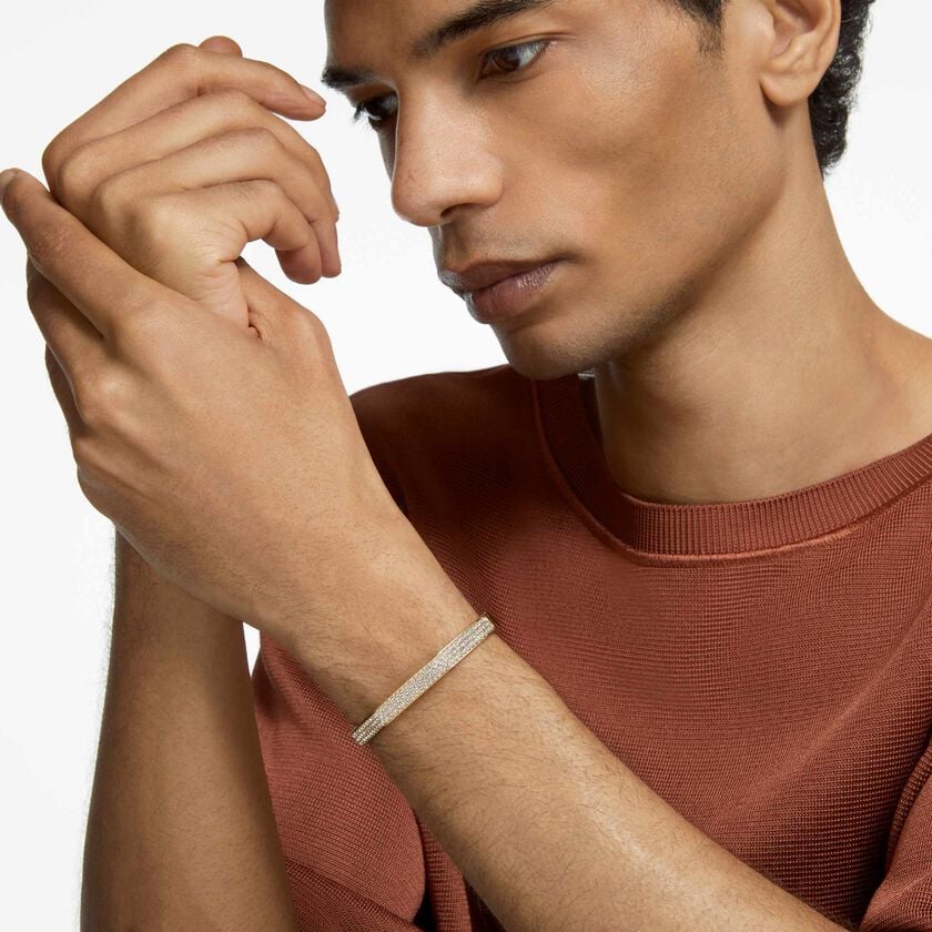 swarovski سوار dextera، شكل ثماني، لون أبيض، طلاء باللون الذهبي