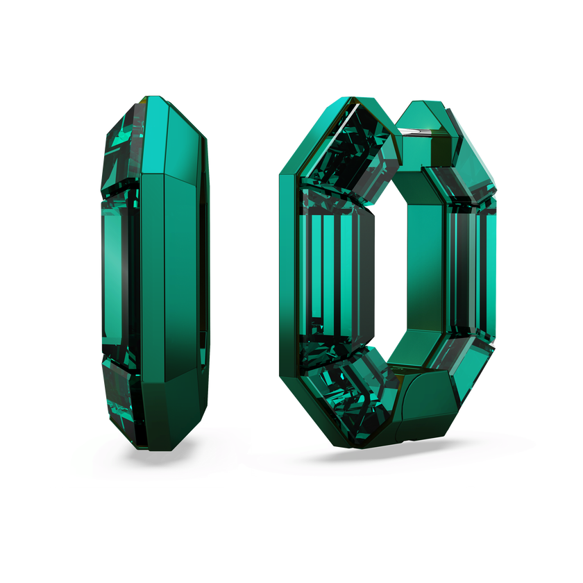 swarovski أقراط حلقية lucent، شكل مُثَمَّن، حجم صغير، لون أخضر