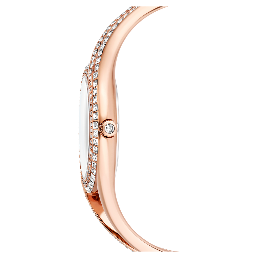 swarovski ساعة hyperbola bangle، سويسرية الصنع، سوار معدن، طلاء ذهبي وردي، لمسة نهائية باللون الذهبي الوردي