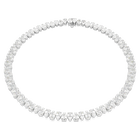 Matrix necklace, Pear cut, White, Rhodium plated