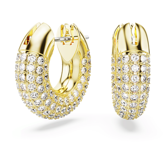 swarovski أقراط حلقية dextera، حجم صغير، لون أبيض، لمسة نهائية من الذهب عيار 18 قيراط
