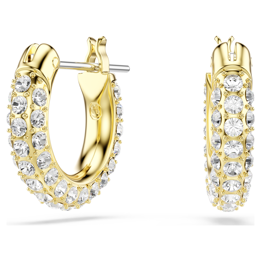 swarovski أقراط حلقية dextera، أحجار كريستال صغيرة متراصة، حجم صغير، لون أبيض، طلاء باللون الذهبي