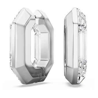 swarovski أقراط حلقية lucent، شكل مثمن، حجم صغير، لون أبيض