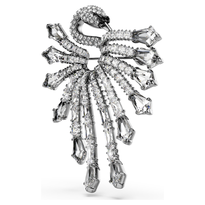 swarovski بروش the vienna collection، شكل بجعة، لون أبيض، طلاء روثينيوم