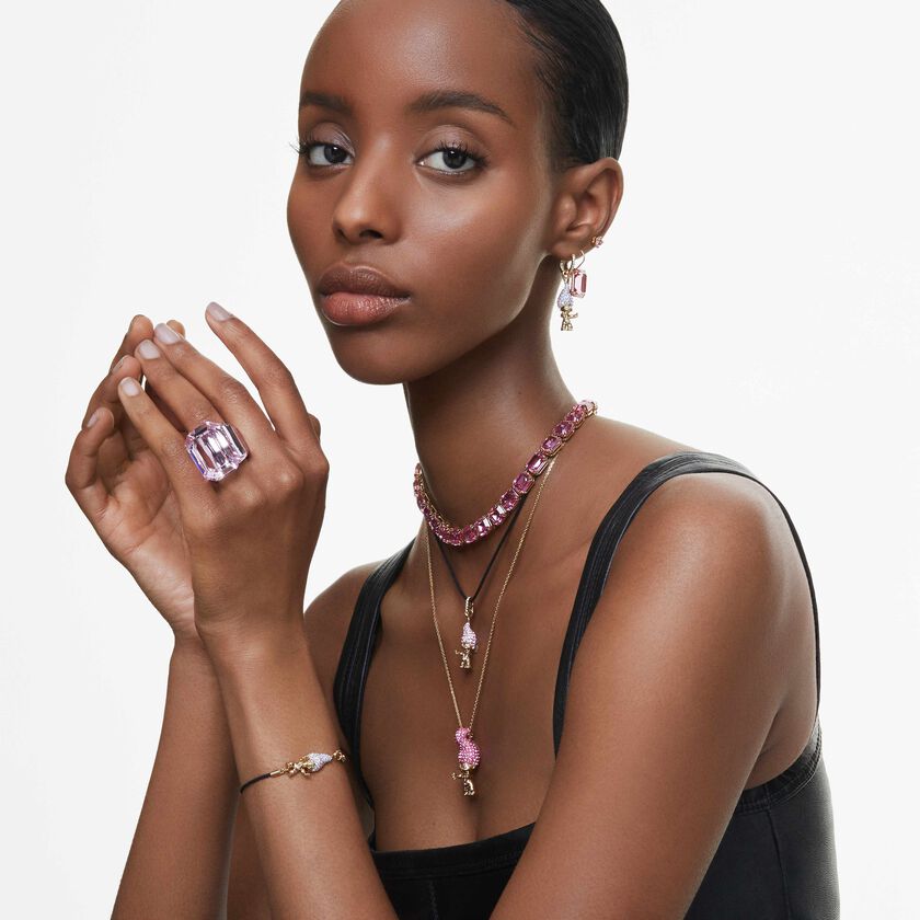 swarovski خاتم كوكتيل lucent، لون وردي