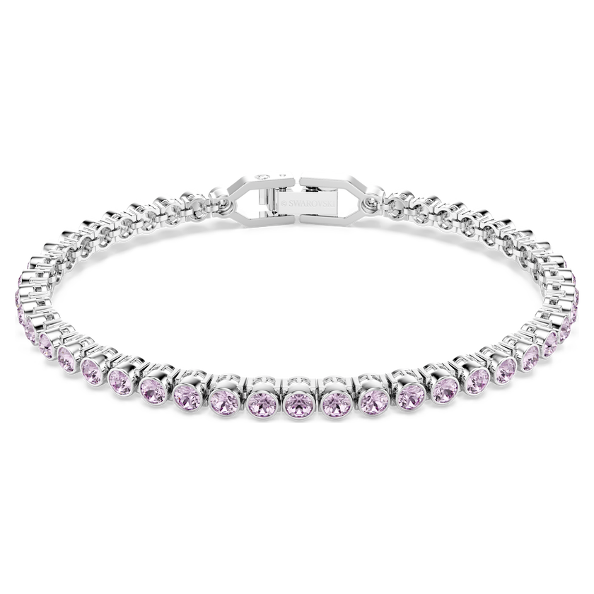 swarovski سوار تنس imber emily، قطع مُستدير، لون أرجواني، طلاء روديوم