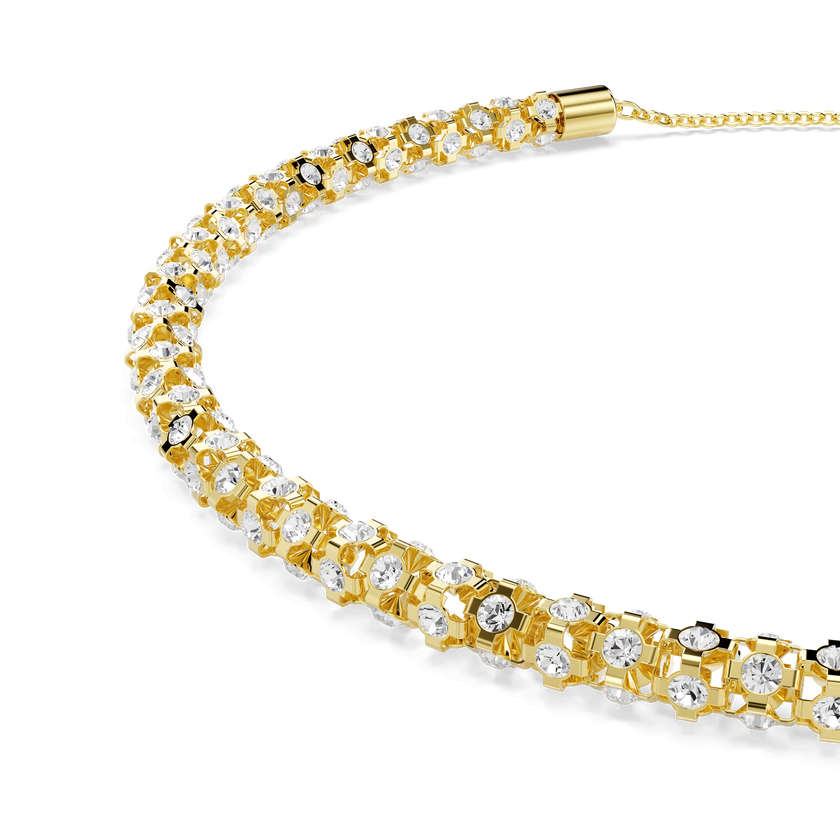 swarovski عقد dextera، قطع مستدير، لون أبيض، لمسة نهائية باللون الذهبي