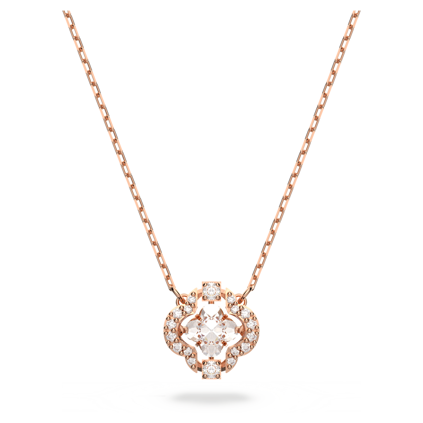swarovski عقد sparkling dance من سواروفسكي، لون أبيض، طلاء ذهبي وردي