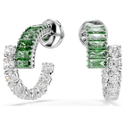 swarovski matrix hoop earrings mixed cuts green rhodium plated