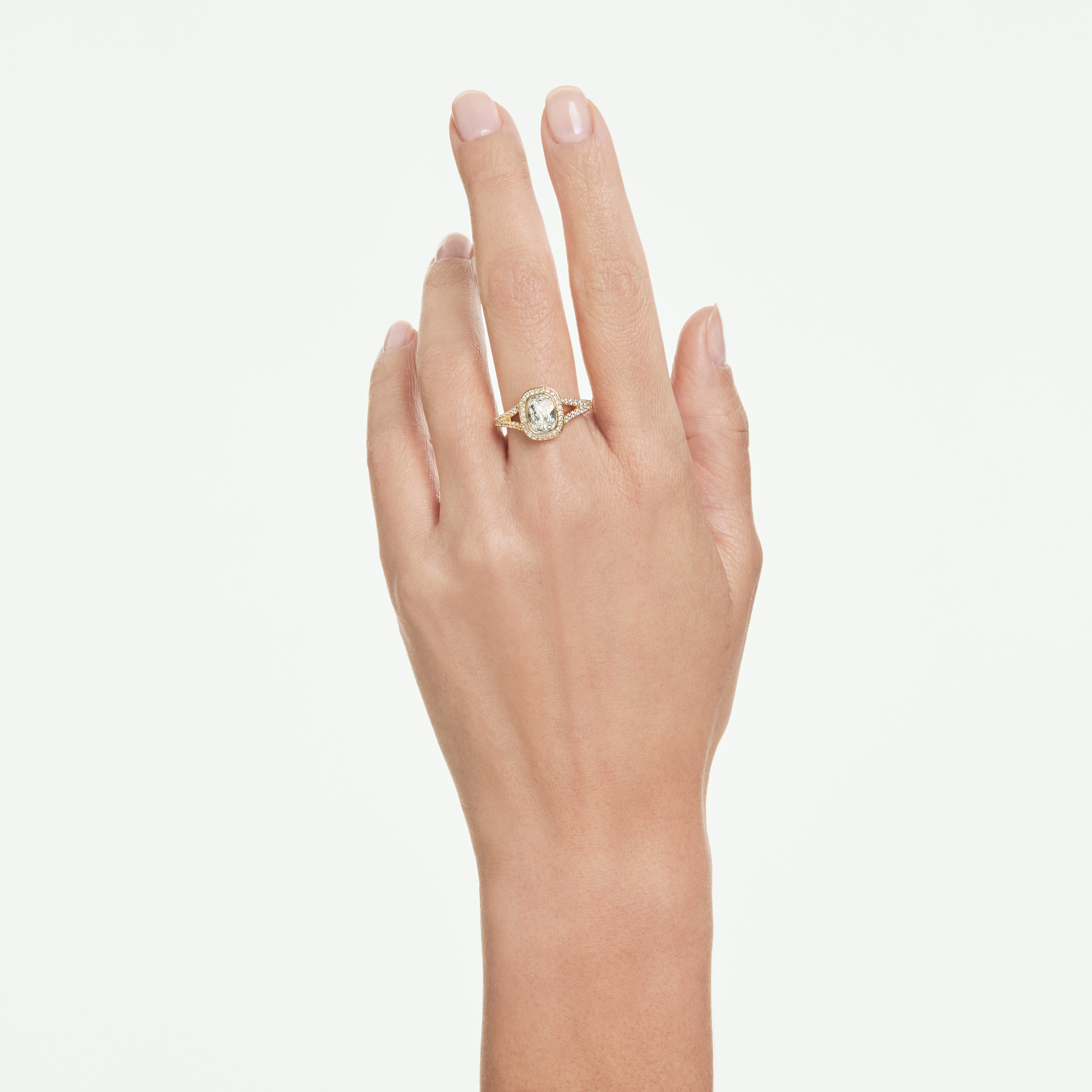 swarovski خاتم una angelic، قطع كوشن، لون أبيض، لمسة نهائية من الذهب عيار 18 قيراط