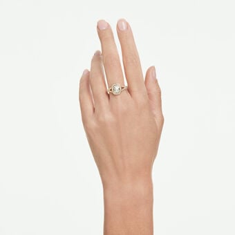 swarovski خاتم una angelic، قطع كوشن، لون أبيض، لمسة نهائية من الذهب عيار 18 قيراط