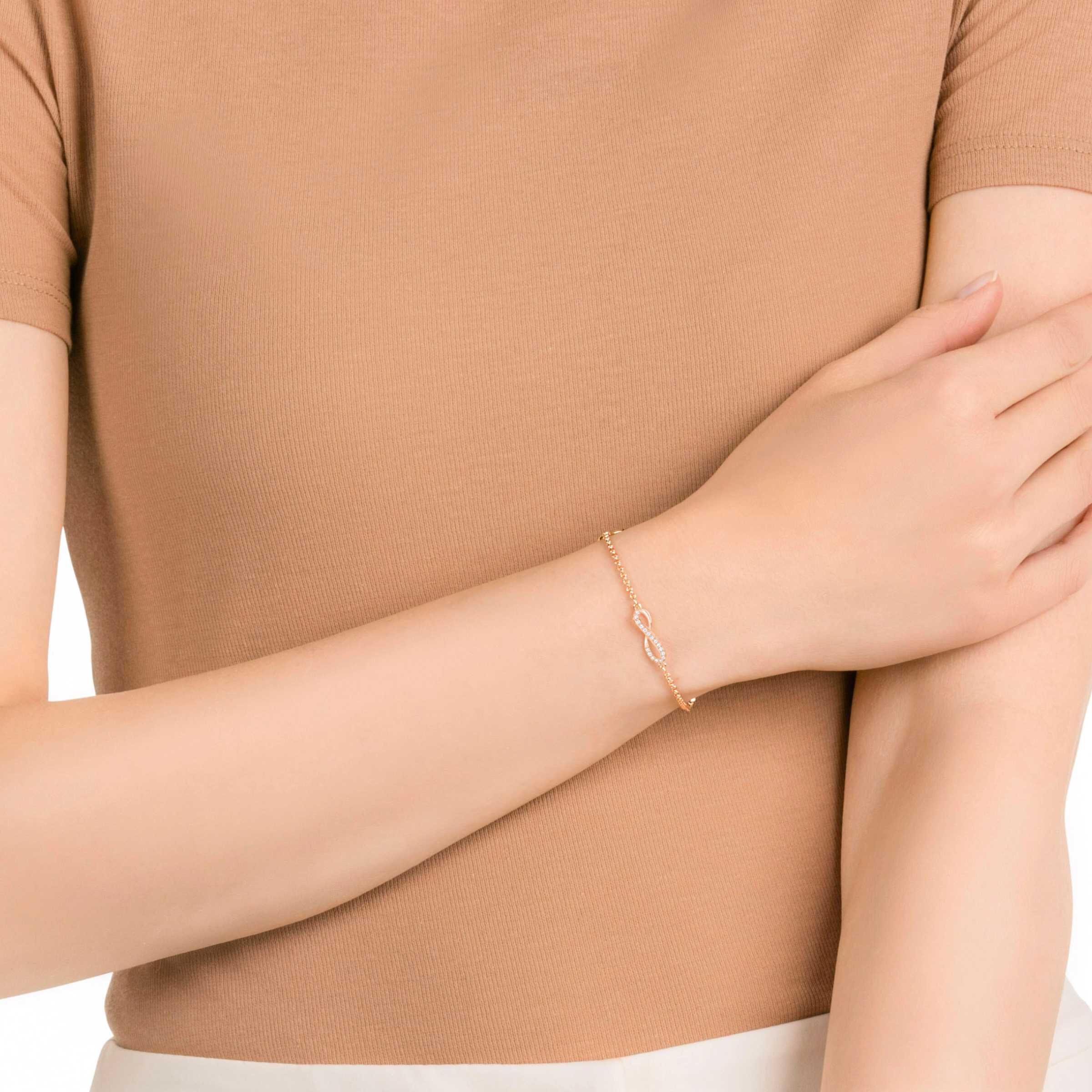 the swarovski remix collection  infinity symbol black  rose gold plated
