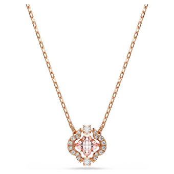 swarovski عقد una، شكل زهرة برسيم، لون وردي، لمسة نهائية من الذهب الوردي عيار 18 قيراط