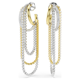 swarovski أقراط hyperbola، طبقات، قطع مُستدير، لون أبيض، لمسة نهائية من معادن مختلطة