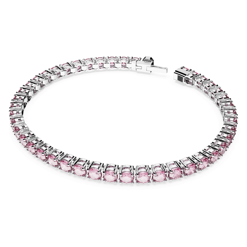 swarovski سوار matrix tennis، قطع مُستدير، لون وردي، طلاء روديوم