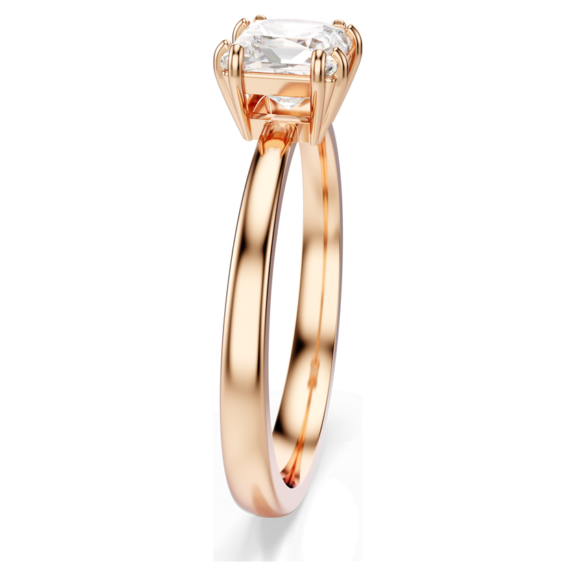 swarovski خاتم attract، قطع مربع، لون أبيض، طلاء باللون الذهبي الوردي