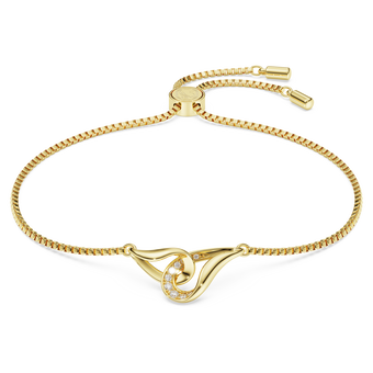 swarovski سوار classica، قطع مستدير، تصميم متداخل، لون أبيض، فضة استرليني، لمسة نهائية من الذهب عيار 18 قيراط