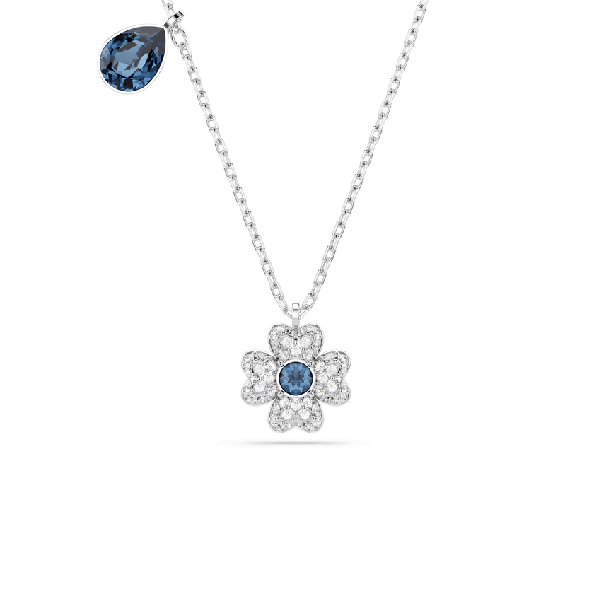 swarovski symbolica set  clover  blue  rhodium plated