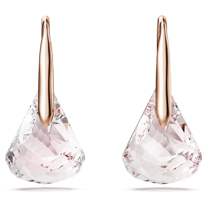 swarovski أقراط متدلية lunar، لون وردي، طلاء باللون الذهبي الوردي
