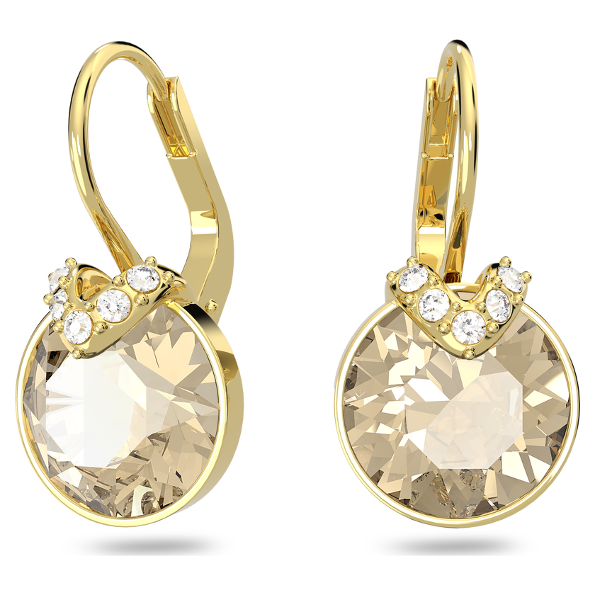 swarovski أقراط bella v متدلية، قطع مستدير، لون ذهبي، طلاء بلون ذهبي